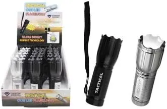 08-2107 Tactical COB LED Flashlight 200 Lumens in Assorted Colors (2 Flashlights)