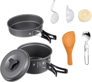 1 Set Lightweight Camping Cookware for 1-2 People Portable Picnic Utensils Set Outdoor Cooking Gear Stove Cutlery