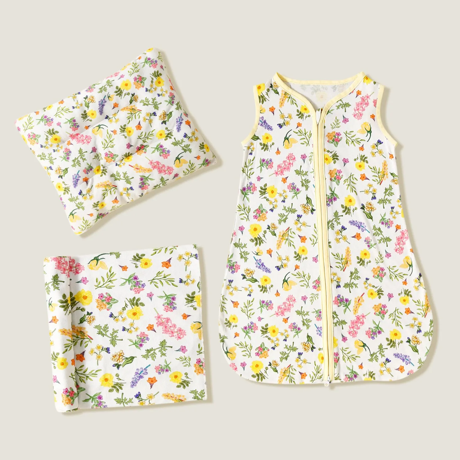 100% Cotton Floral Print Zip Up Sleeveless Baby Sleeping Bags / Pillow / Swaddling Blanket
