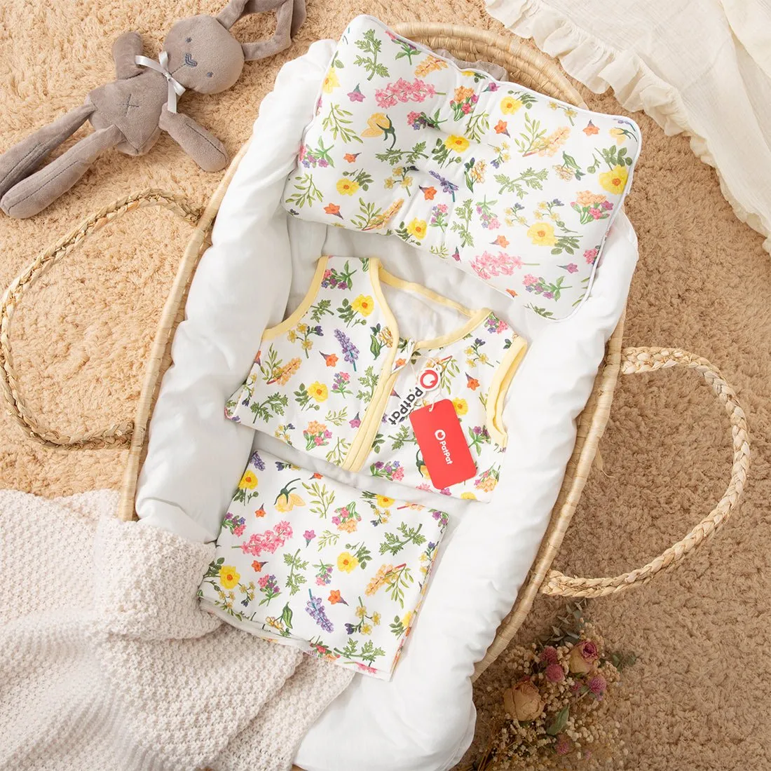 100% Cotton Floral Print Zip Up Sleeveless Baby Sleeping Bags / Pillow / Swaddling Blanket