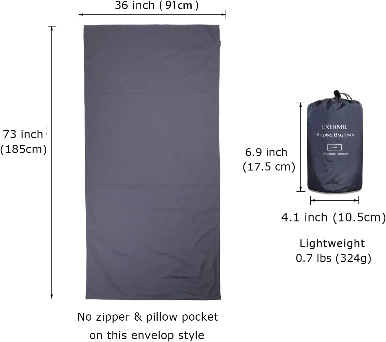 100% Cotton Sleeping Bag Liner with Full Length Zipper on 3 Sides; Single/Double Adult Sleep Sack for Travel & Camping, Multifunctional Travel Sheets (Unzipped 87”x87”) for Hotel, Lightweight