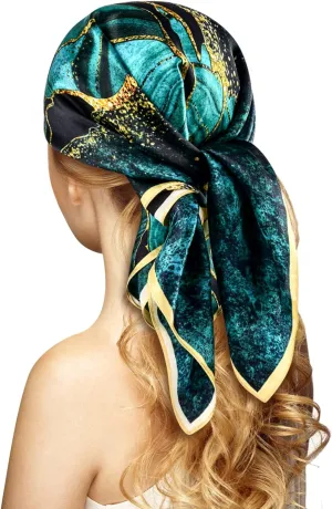 100% Silk Head Scarf for Women - 27" Hair Scarves Satin Head Scarf Bandanas Square Silk Hair Night Sleeping with Gift Packed