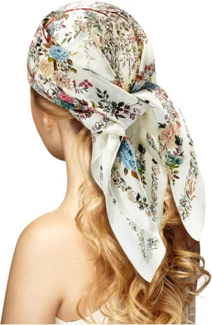 100% Silk Head Scarf for Women - 27" Hair Scarves Satin Head Scarf Bandanas Square Silk Hair Night Sleeping with Gift Packed