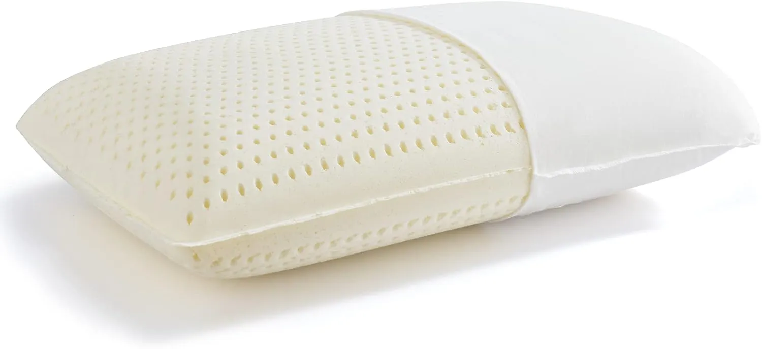 100% Talalay Natural Latex Pillow with Cotton Cover, Medium Soft, Queen Size Pillow for Sleeping, Side, Back & Stomach Sleepers, Cotton Cover, Spine Support (Standard (23.6"L x 15.7"W x 6.2"H))