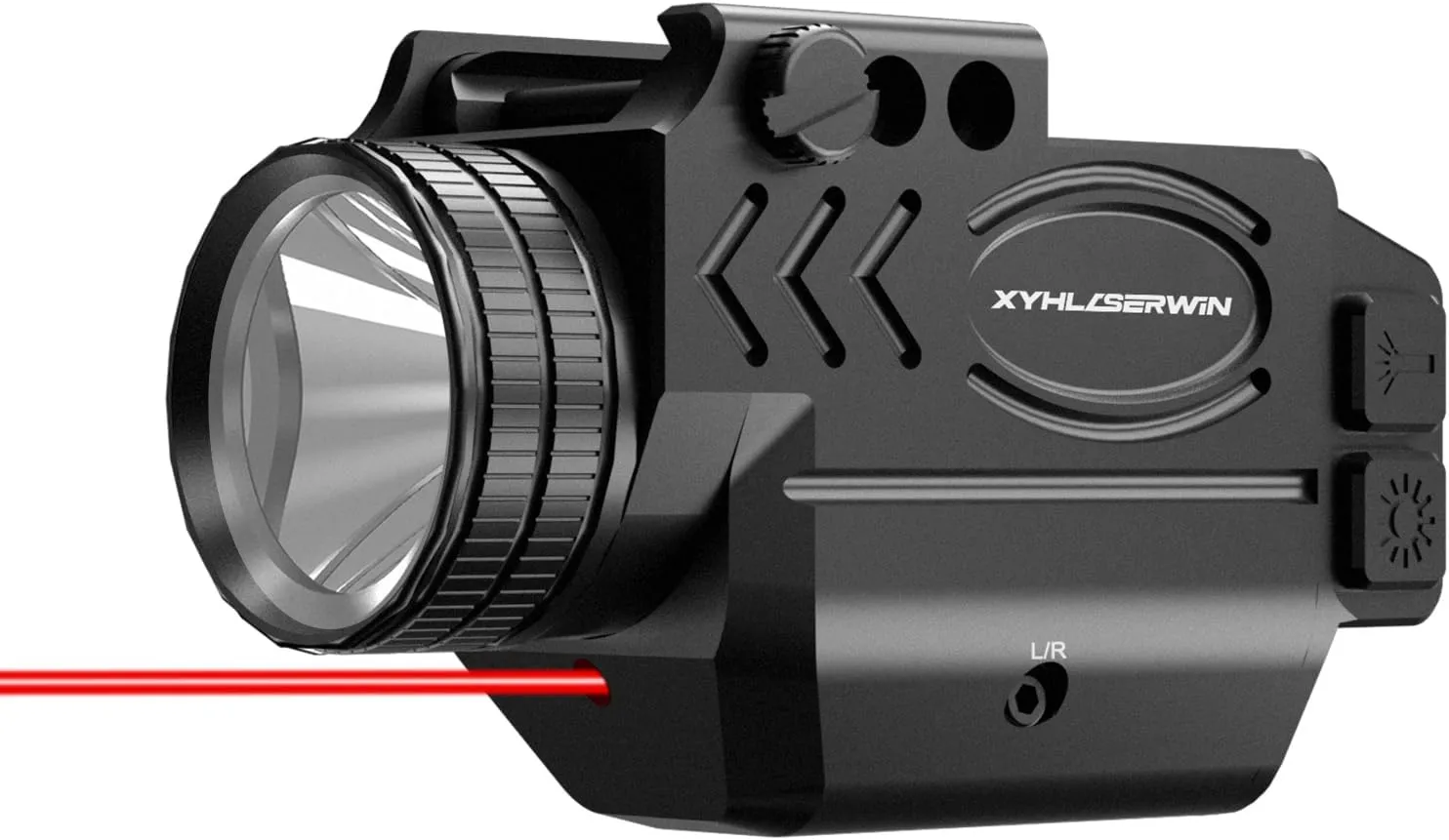 1000 Lumens Tactical Flashlight Compact Rail Mount Weaponlight, Red Beam and White LED Combo with Strobe Function, Magnetic Rechargeable, Laser Class IIIA,Less Than 5mW