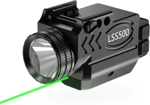 1000 Lumens Tactical Laser Light Combo, Aluminum Tactical LED Flashlight and Green Laser with Momentary and Strobe Function, Magnetic USB Rechargeable, Fits for Full and Compact Rail Mounted