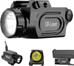 1200 Lumens Tactical Weapon Mount Light for Handgun with Picatinny Rail, Premium LED Flashlight Type-C Rechargeable with Strobe Function for Pistol Handgun Glock Rifles