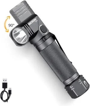 1300 Lumens Rechargeable Magnetic Flashlight, 6 Modes LED 90 Degree Flashlight Twist IP65 Waterproof High Bright EDC Pocket Torch, Tactical Flashlight for Camping, Emergency, Repair, Outdoor