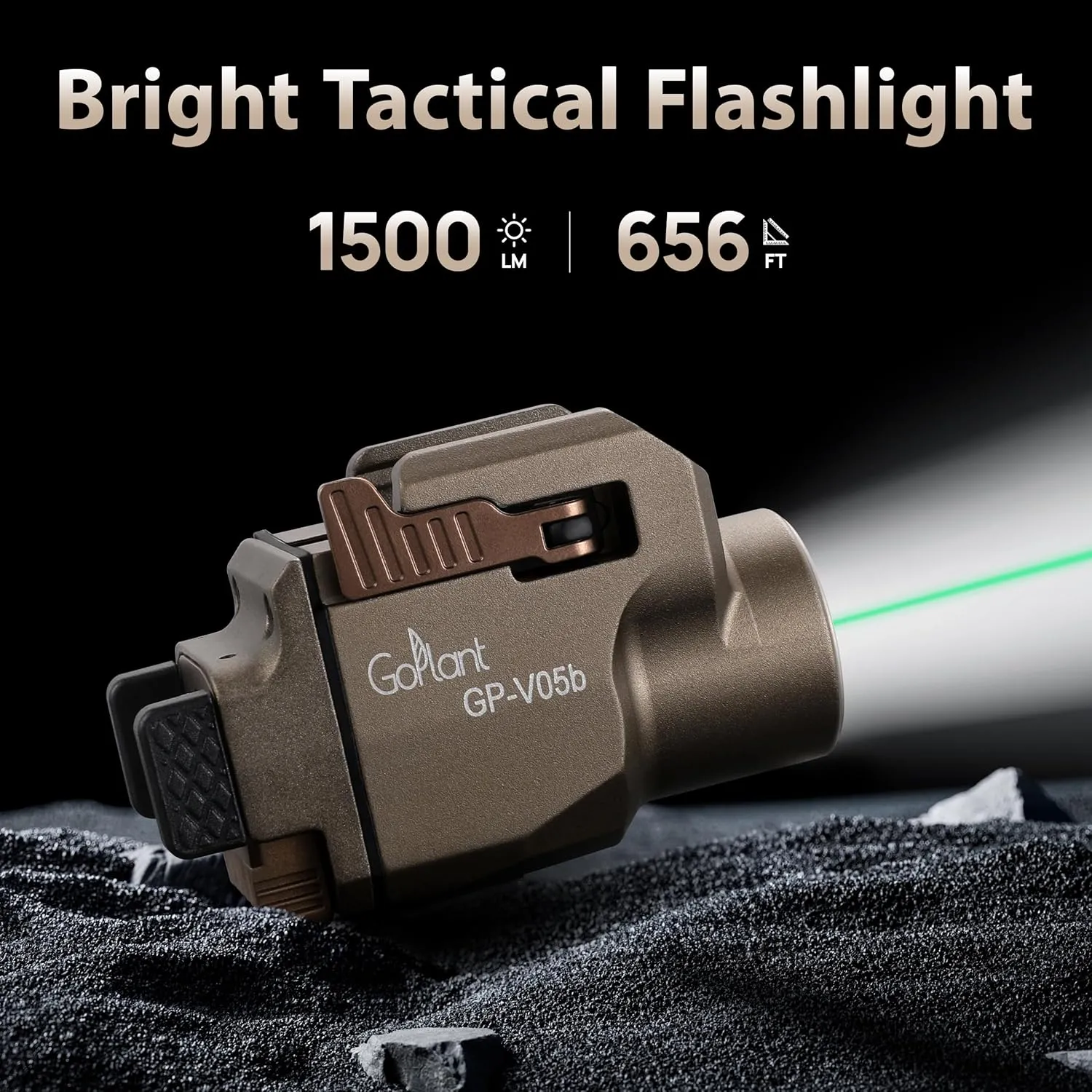 1500 Lumens Compact Weapon Laser Light, Aircraft Grade Aluminum Pistol Light, Adjustable Rail-Mounted Handgun Light and Green Laser Combo