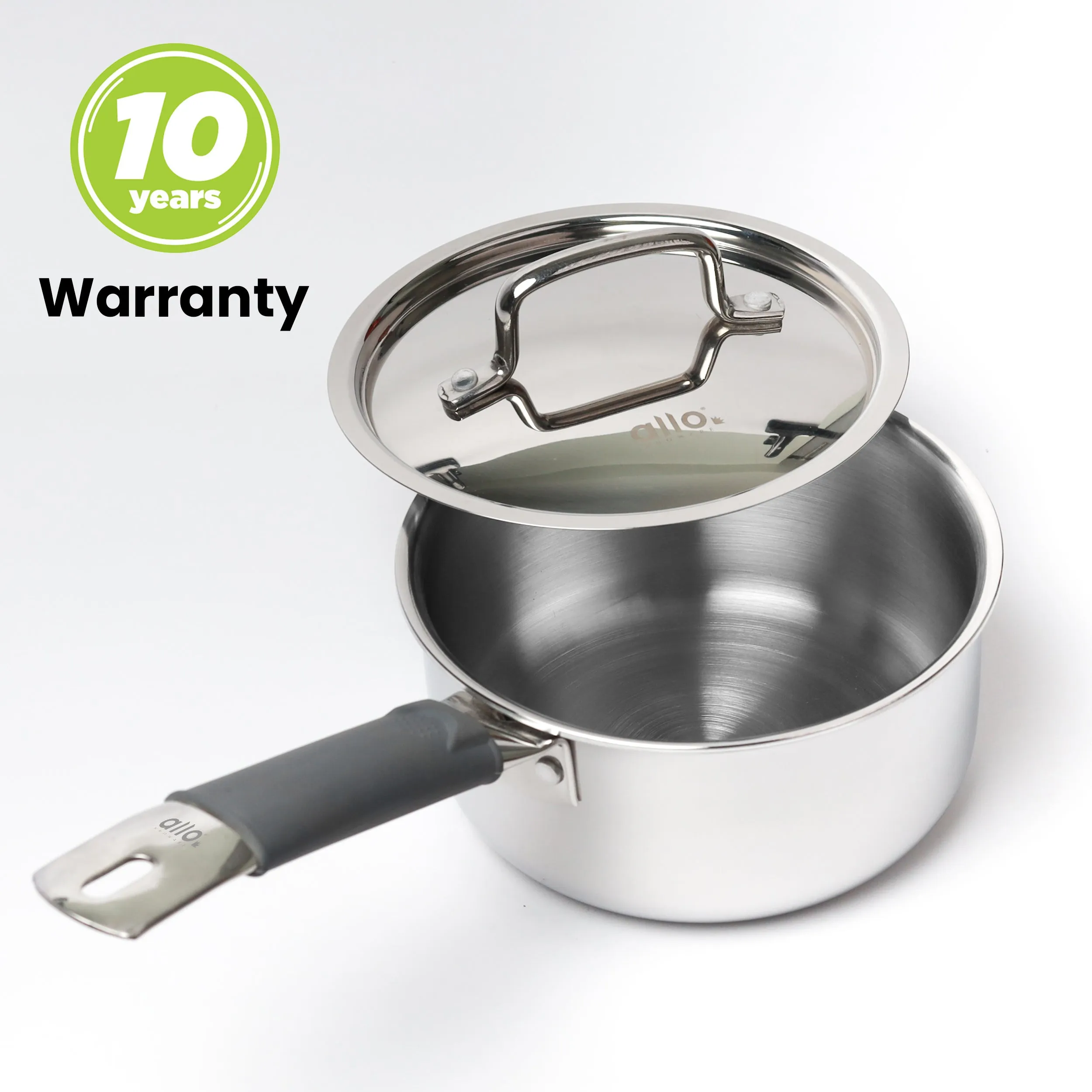 1.5L Allo CookSafe TriPly Sauce pan | Stainless Steel | With Stainless Steel Lid | Induction Friendly | Naturally Non-stick | 16cm