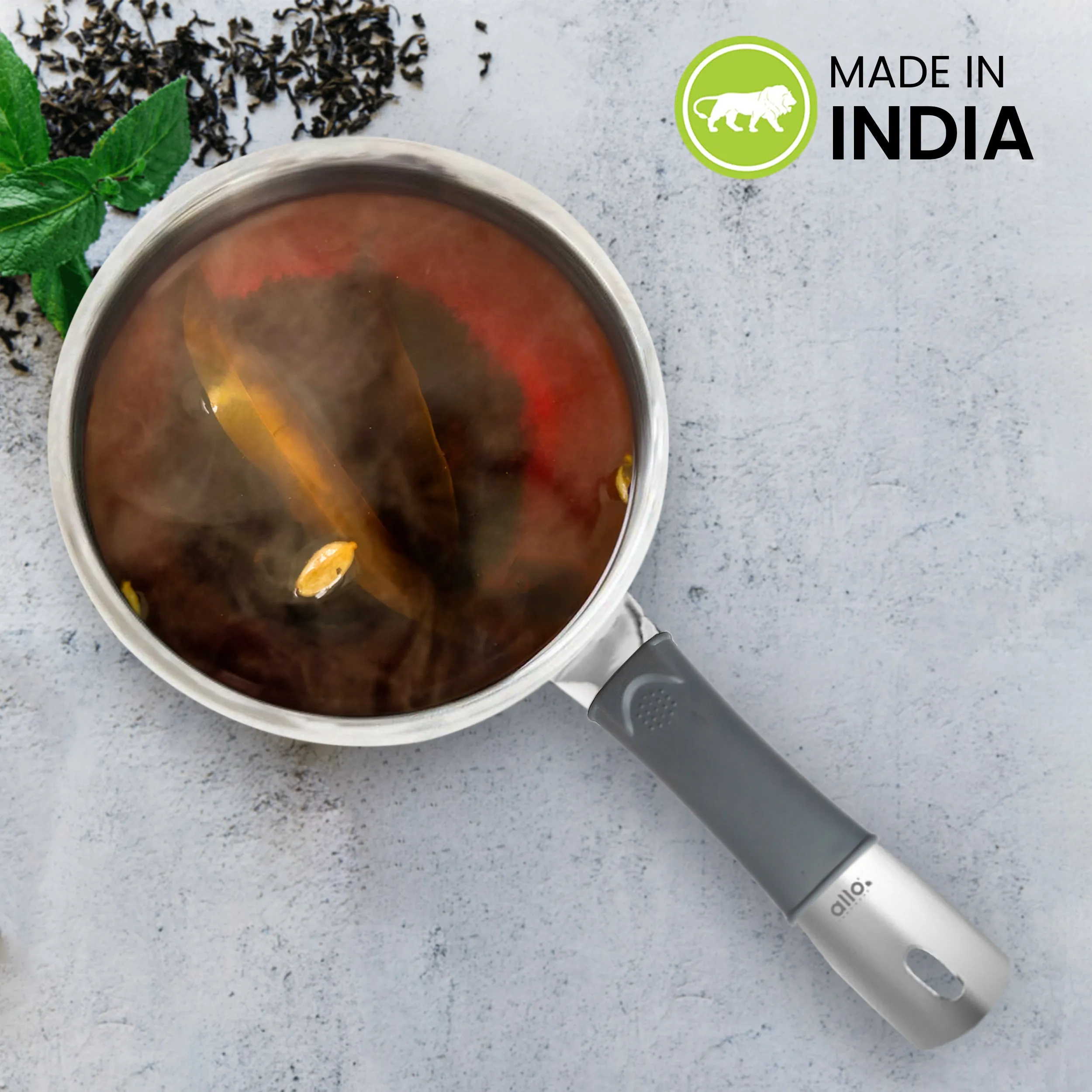 1.5L Allo CookSafe TriPly Sauce pan | Stainless Steel | With Stainless Steel Lid | Induction Friendly | Naturally Non-stick | 16cm