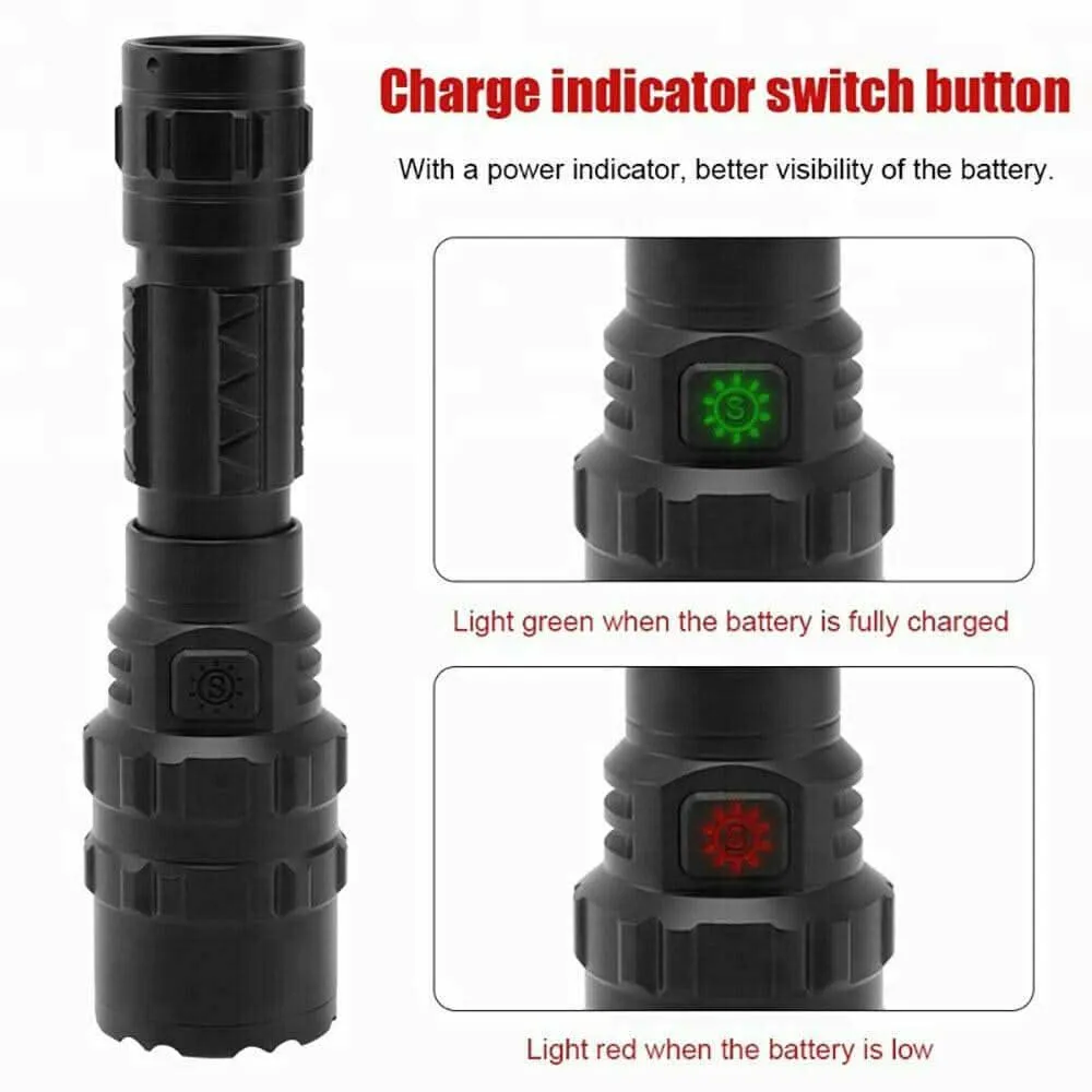 180000LM L2 LED Tactical Flashlight USB Rechargeable Camping Hunting Torch