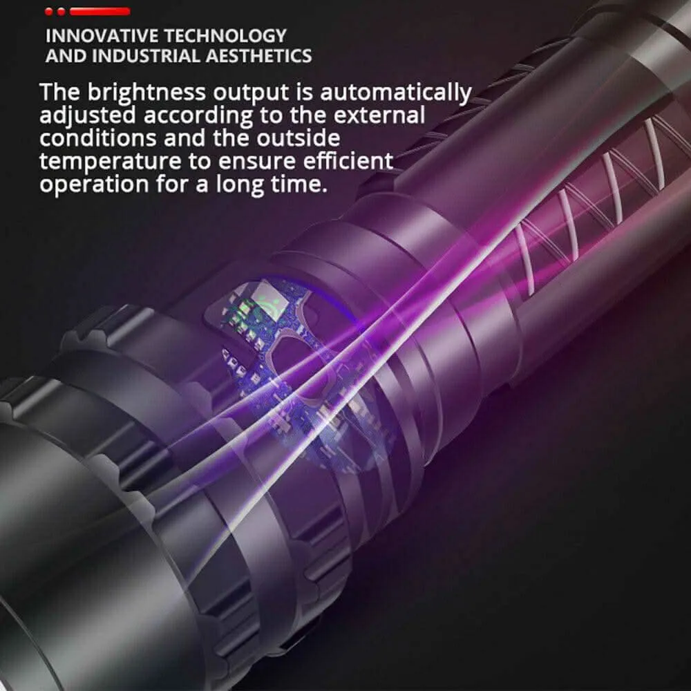 180000LM L2 LED Tactical Flashlight USB Rechargeable Camping Hunting Torch