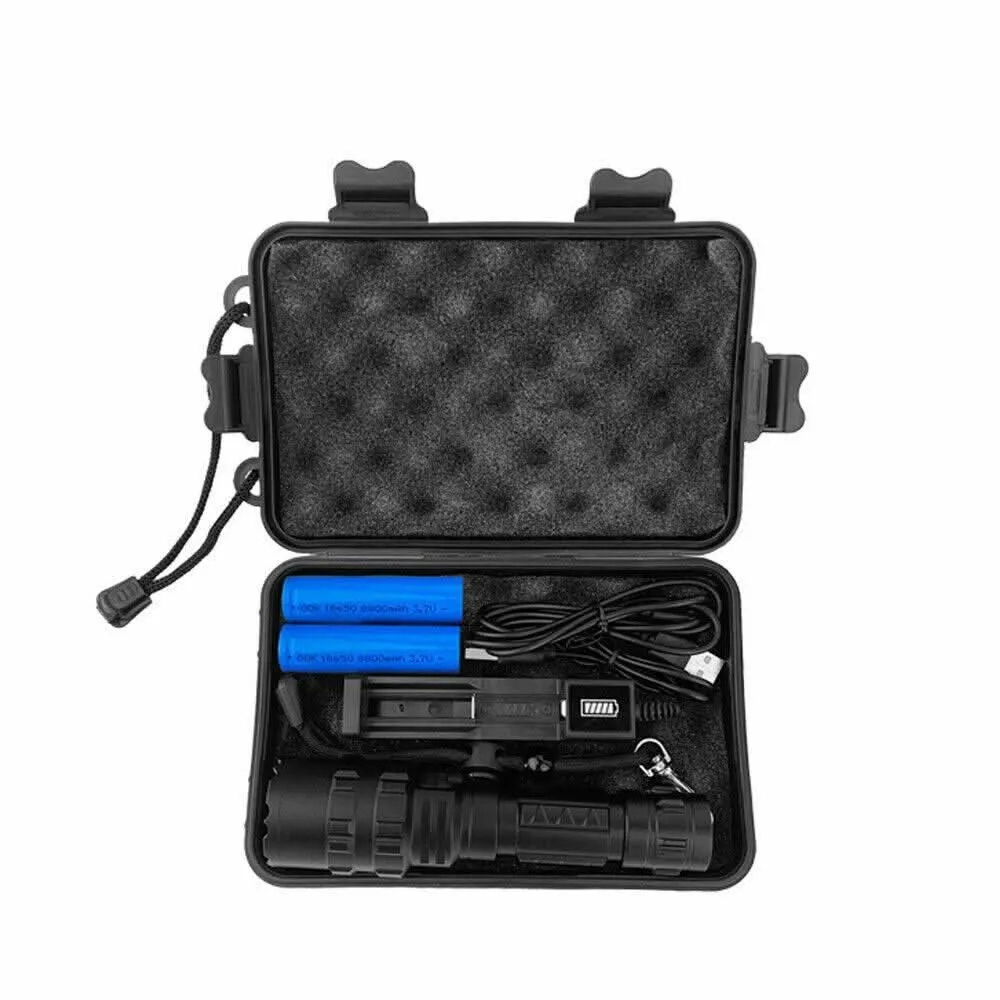 180000LM L2 LED Tactical Flashlight USB Rechargeable Camping Hunting Torch