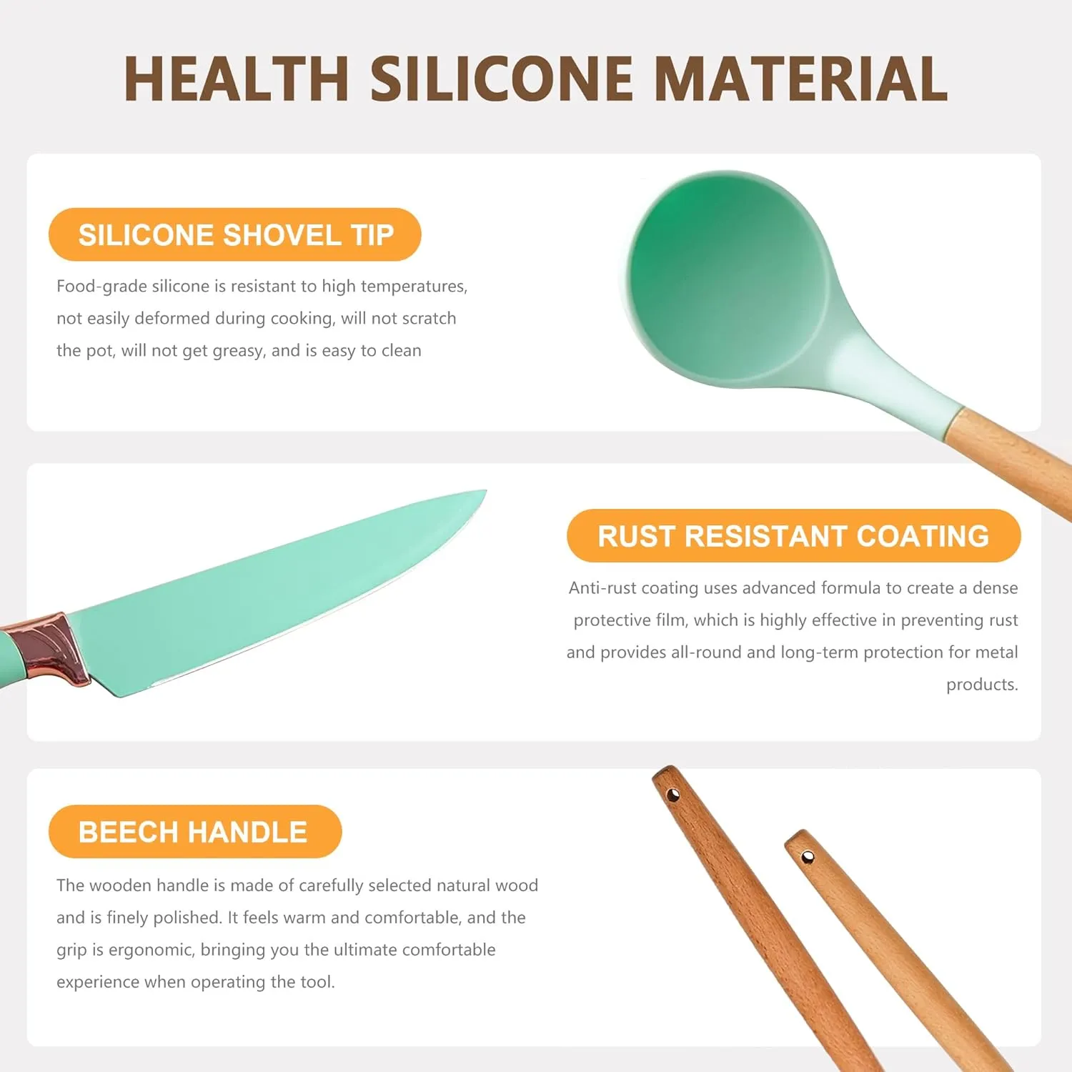 19 Pieces Kitchen Utensils Set Silicone Cooking Utensils Kit Spatula Heat Resistant Wooden Spoon Gadgets for Non-stick Pans Most Intimate Kitchen Companion Best Gift (White)