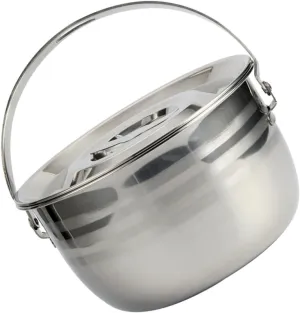 1pc Camping Pot With Infuser Electric Cooking Pot Aid Casserole Camping Cooking Pot Camping Stove Portable Stove Kettle Household Use Saucepan Silver 201 Stainless Steel