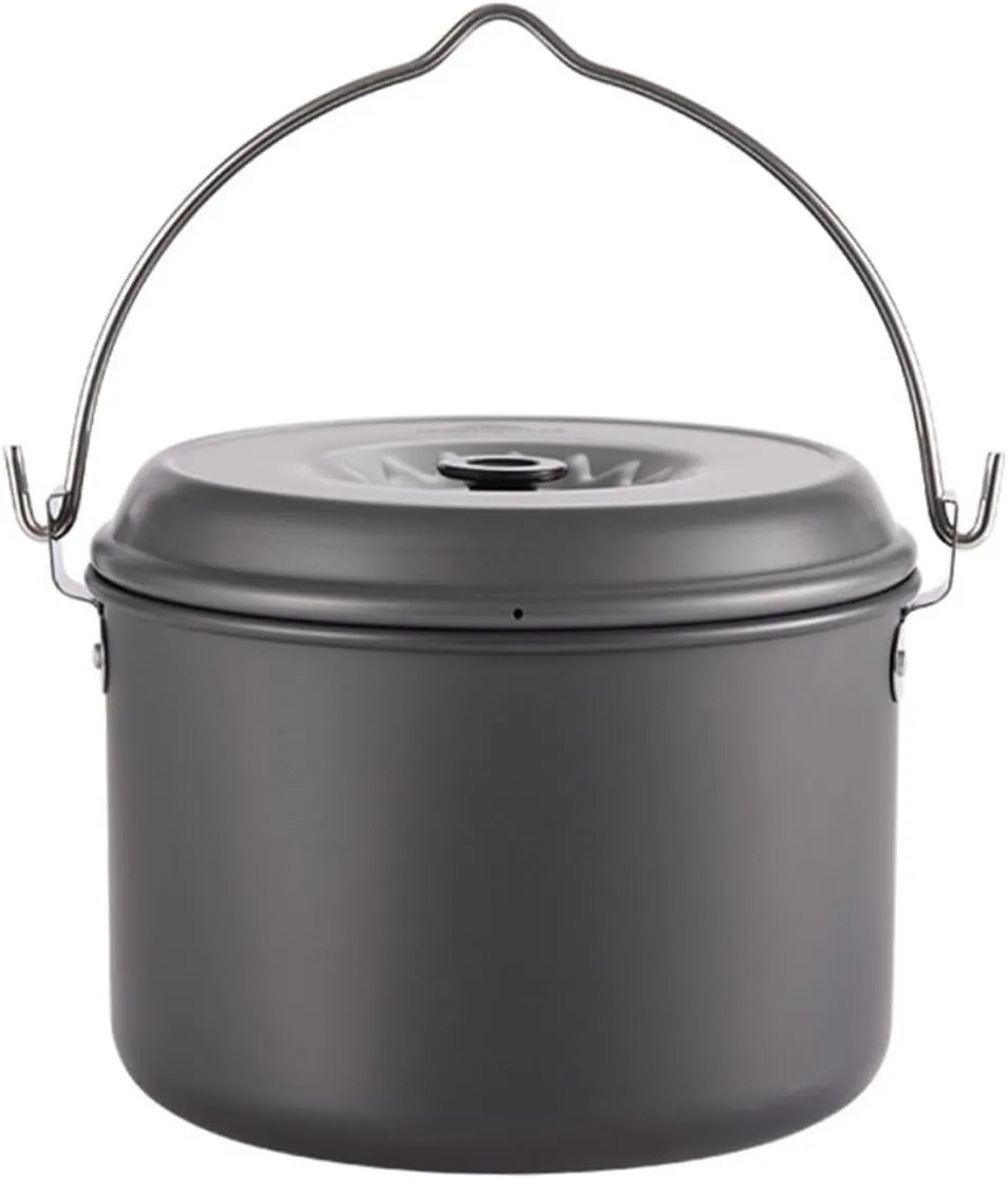 1Pc Portable Camping Pot for People Non Stick Outdoor Cooking Pot with Folding Handle for Backpacking Hiking Picnics and Camping Activities Easy to Clean Cookware