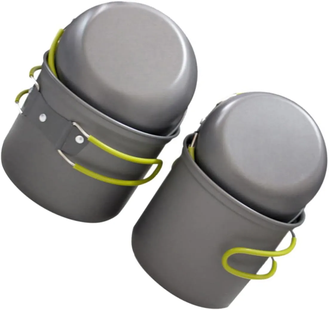 1Set Camping Cookware Portable Outdoor Cooking Pot with Non Stick Design Lightweight for People for Hiking Picnics and Backpacking Trips