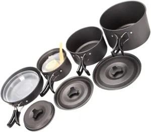 1set Camping Cookware Portable Thermal Insulation Cooking Pot for People Non-Stick Oxide Frying Pan and Easy to Clean for Outdoor Activities and Picnics