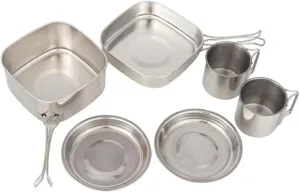 1set Camping Cookware Set Outdoor Cooking Gear Folding Handles for Space Saving Easy to Clean for Hiking Picnics and Travel