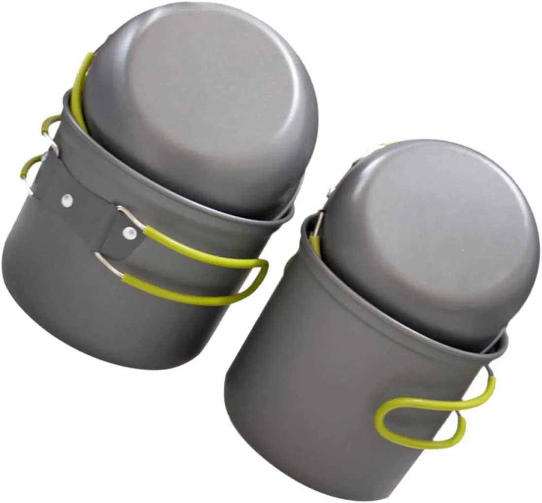 1Set Outdoor Portable Cookware for Camping and Picnics Non Stick Insulated Handles Multi Purpose Lid Lightweight and Durable for People Cooking Needs