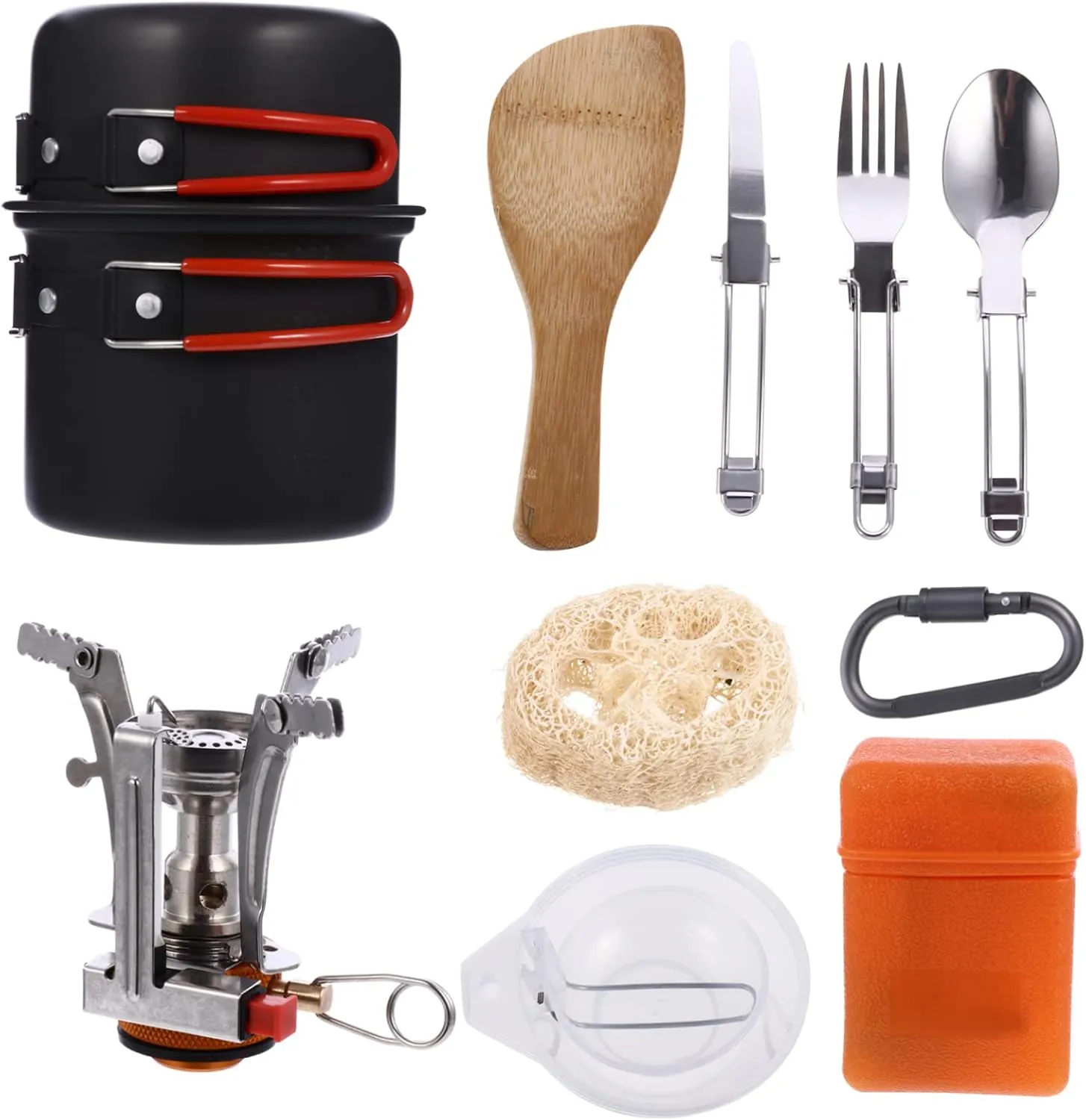 1set Portable Picnic Bowl Ultra-Light Camping Cookware Kit for People Non-Stick Cooking Utensils Handle for Outdoor Travel and Picnics