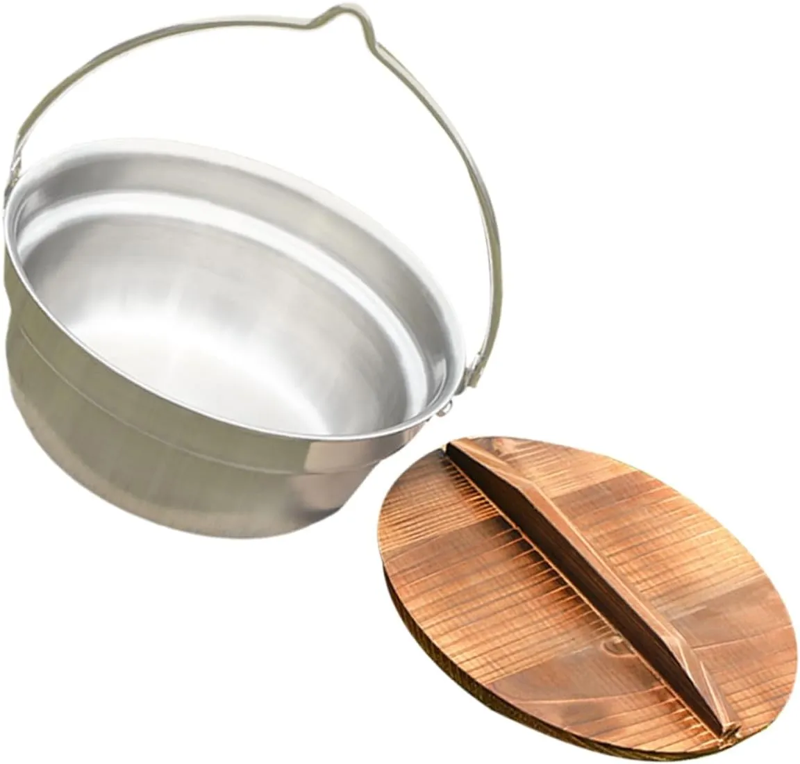 1set Stainless Steel Camping Pot Hanging Cooking Pot for Outdoor Use Easy to Clean Non-Stick Design for Soup Ramen Rice More for Camp Cooking