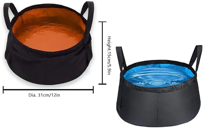 2 Pack Collapsible Bucket with Handle 2 Gallon Portable Camping Wash Basin Folding Water Container for Fishing Beach (Red Blue)