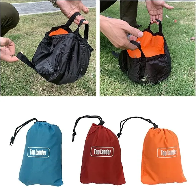 2 Pack Collapsible Bucket with Handle 2 Gallon Portable Camping Wash Basin Folding Water Container for Fishing Beach (Red Blue)