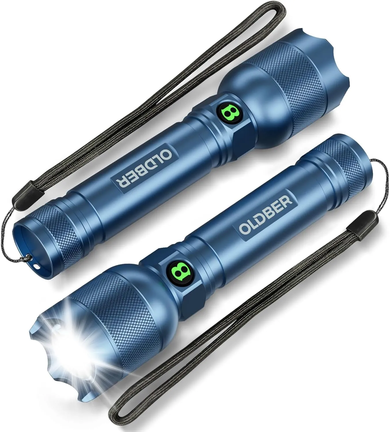 2 Pack Flashlights High Lumens Rechargeable, Military Grade Super Bright Handheld Flash Light-5 Modes, Zoomable, Powerful, Waterproof for Camping, Home Emergency, Police, Military