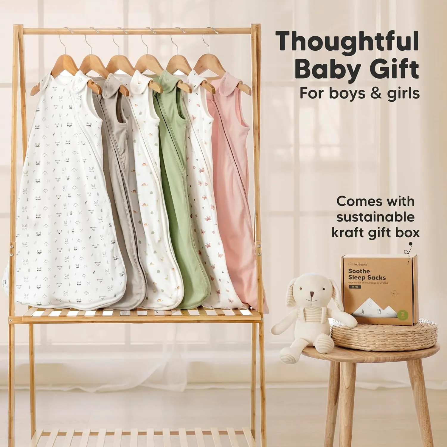2-Pack Organic Baby Sleep Sacks, 100% Cotton - Soft & Breathable 0.5TOG Baby Wearable Blanket, Toddler Sleeping Sack 0-6 months, Easy to Wear Transitional Swaddles for Newborns, Infants (Nordic, S)