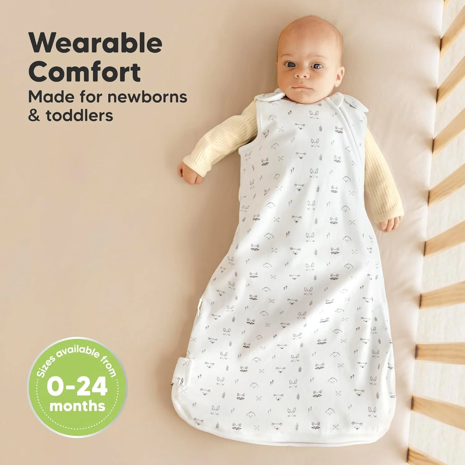 2-Pack Organic Baby Sleep Sacks, 100% Cotton - Soft & Breathable 0.5TOG Baby Wearable Blanket, Toddler Sleeping Sack 0-6 months, Easy to Wear Transitional Swaddles for Newborns, Infants (Nordic, S)