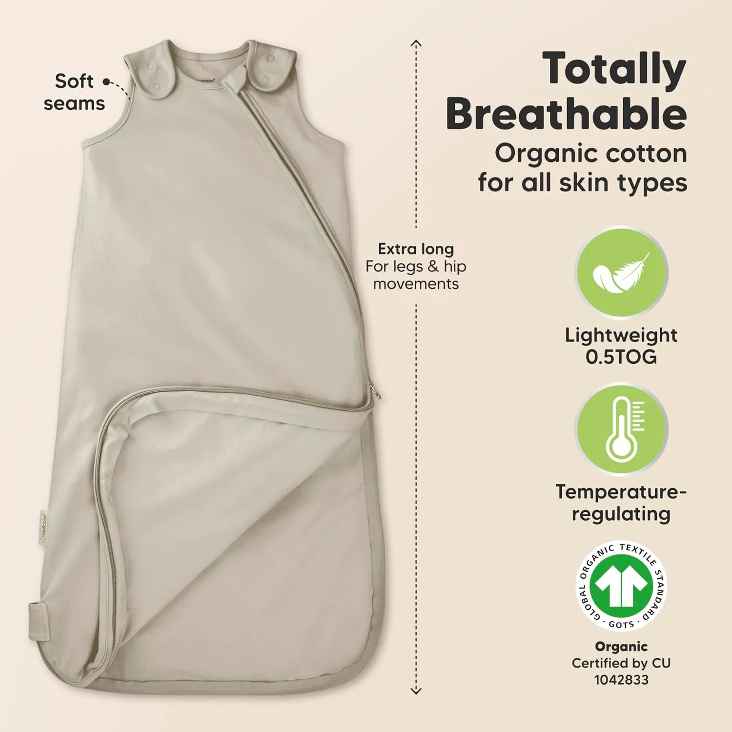 2-Pack Organic Baby Sleep Sacks, 100% Cotton - Soft & Breathable 0.5TOG Baby Wearable Blanket, Toddler Sleeping Sack 0-6 months, Easy to Wear Transitional Swaddles for Newborns, Infants (Nordic, S)