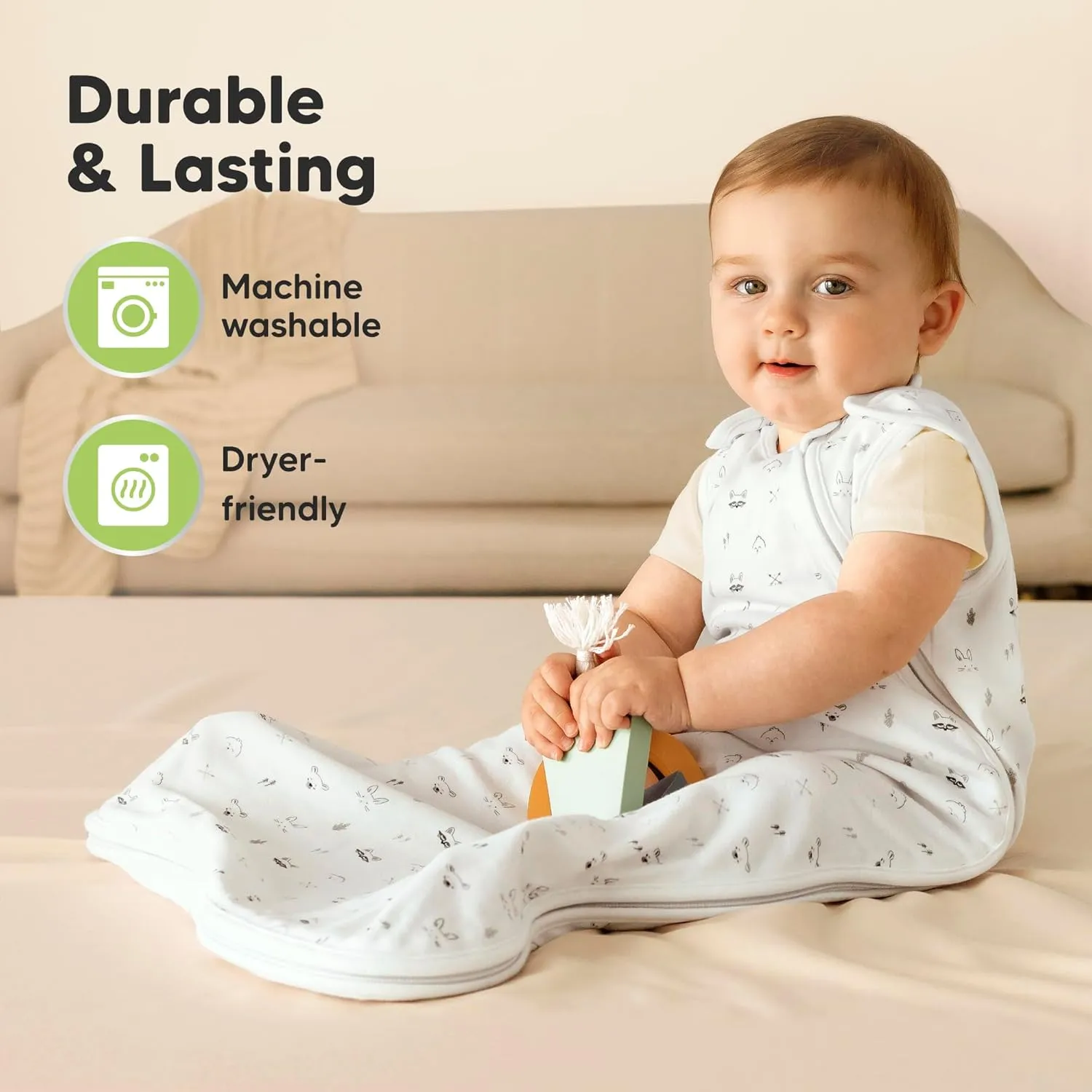 2-Pack Organic Baby Sleep Sacks, 100% Cotton - Soft & Breathable 0.5TOG Baby Wearable Blanket, Toddler Sleeping Sack 0-6 months, Easy to Wear Transitional Swaddles for Newborns, Infants (Nordic, S)