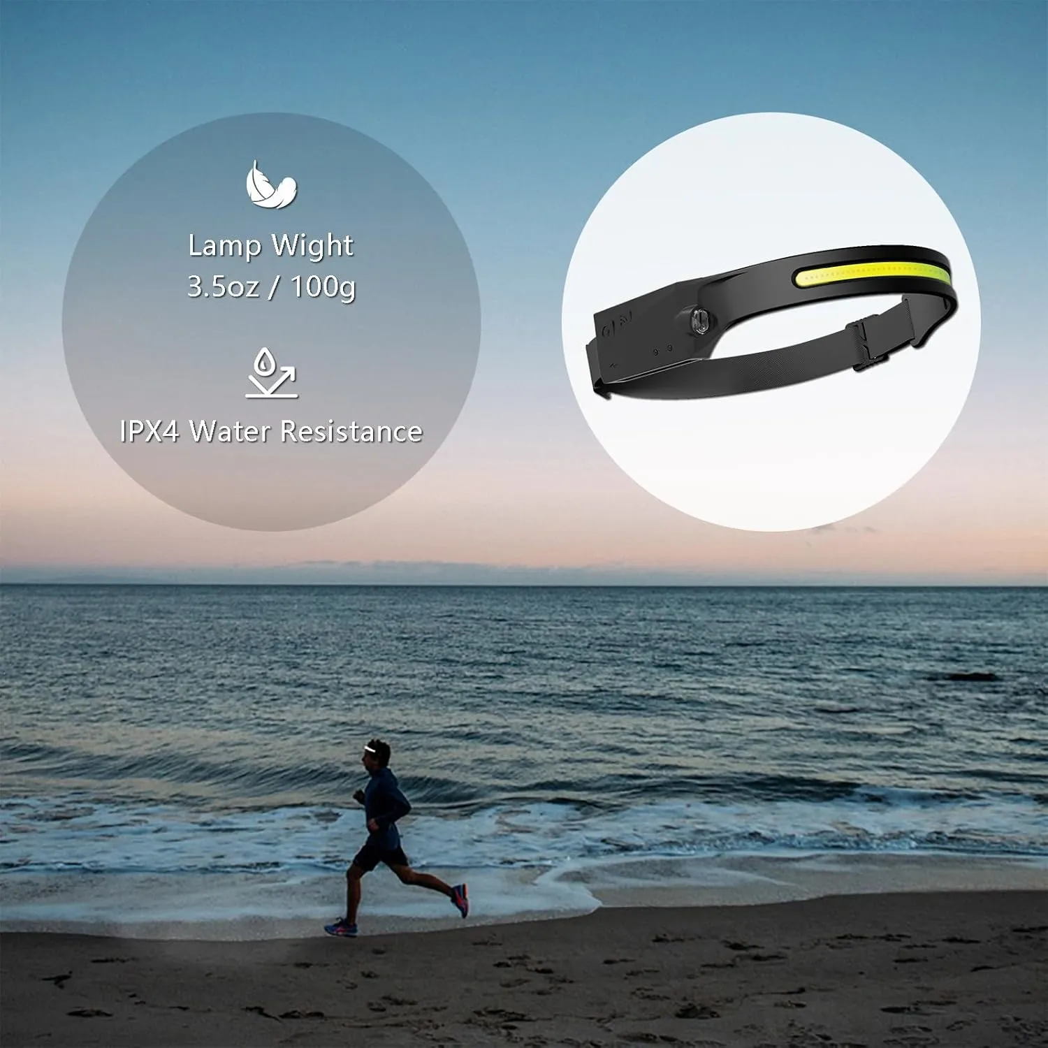 2-Pack Rechargeable HeadLamps Flashlight Motion Sensor, Built-in 2000mah Battery, 230°Widebeam Spotlight for Camping Accessories, Waterproof, Cycling, Running,Fishing, Hiking