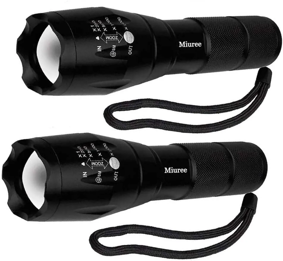 2 Pack Tactical LED Flashlight Military Grade 2000 Lumens 5 Mode Zoomable Flashlights for Hurricane Emergency