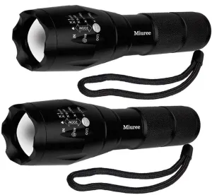 2 Pack Tactical LED Flashlight Military Grade 2000 Lumens 5 Mode Zoomable Flashlights for Hurricane Emergency