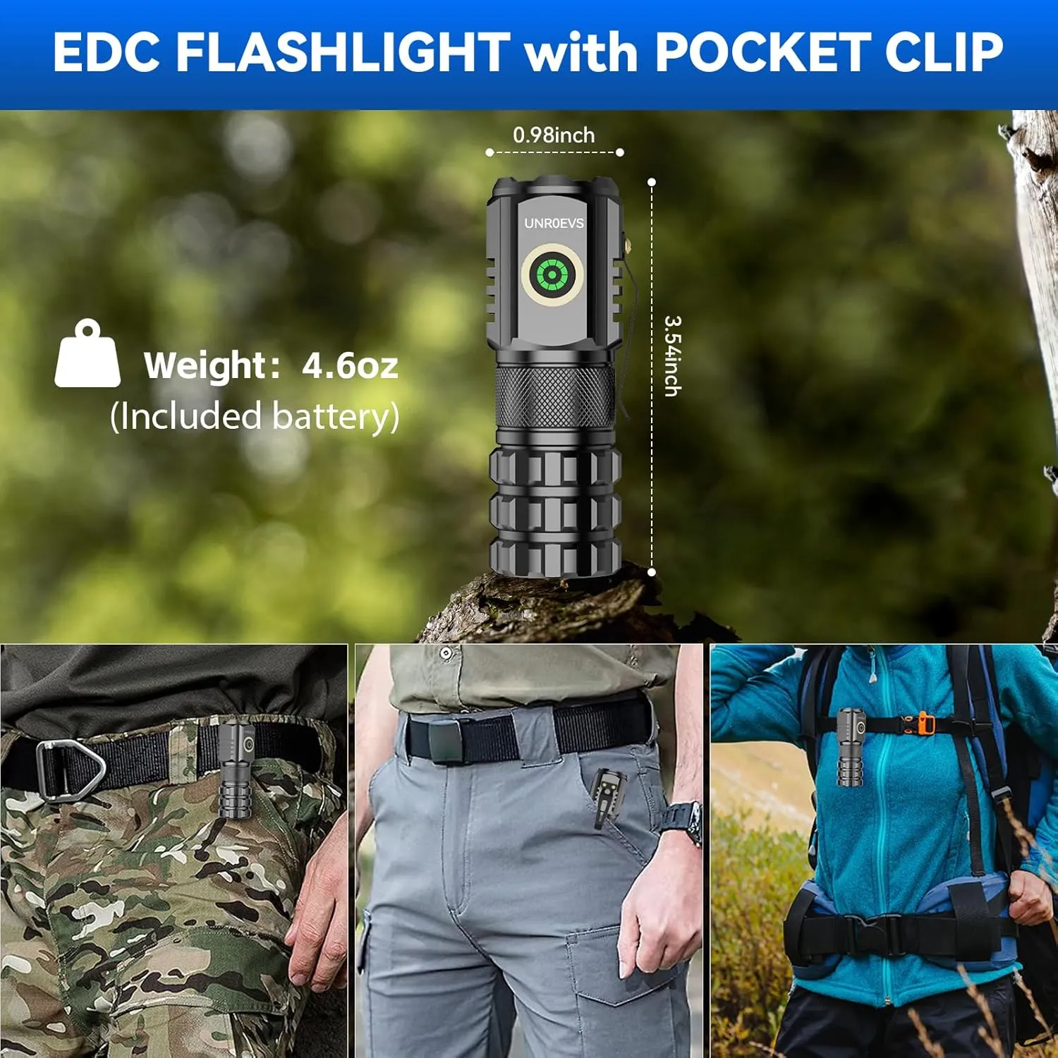 2-Pack XC06 Mini Flashlight Rechargeable,Pocket Flashlight with Magnet,Super Bright Small Compact Flashlight,5 Modes EDC Flashlight for Camping,Emergency.