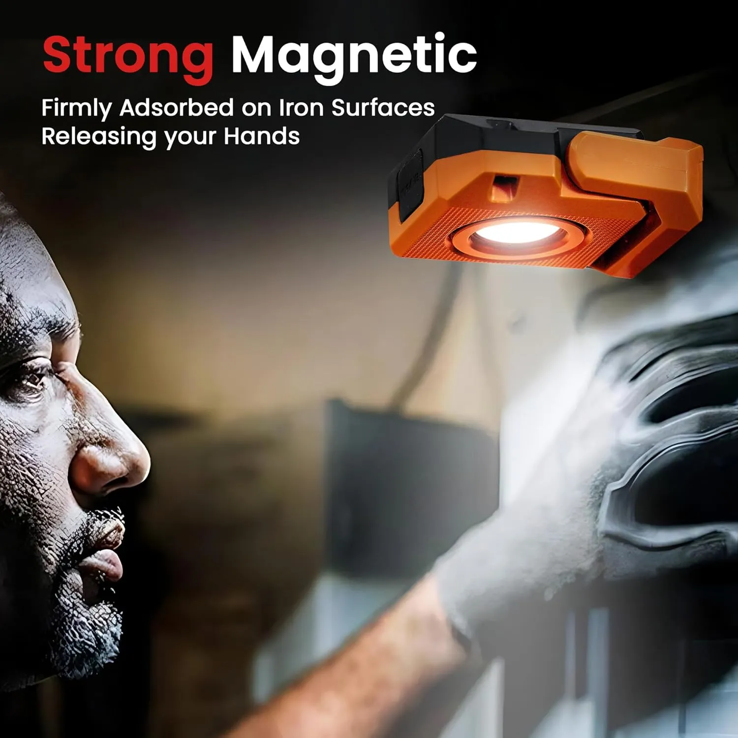 2 Pcs Mini Keychain Flashlight Rechargeable 500 Lumens LED Magnetic Flashlight with Rotatable Bracket 4 Light Modes Pocket Lights Outdoor Emergency Work Light for Camping, Black & Orange