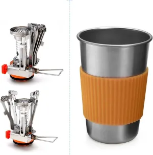 2 Pieces Camping cookware Camping pots Small pots Large pots Non Stick Lightweight pots for Camping, Outdoor Cooking and picnics, Backpacking Orange