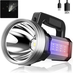 2000-Lumen Long-Shot Flashlight High Lumens, Rechargeable Flashlights LED Spotlight/Searchlight, Tactical Bright Flashlight, Camping Light for Outdoor Adventure, Emergency, Home Repairs