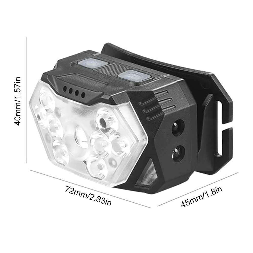 200W 9-Core High-brightness Sensor LED Headlamp With Built-in Rechargeable Battery Waterproof Camping Search Light