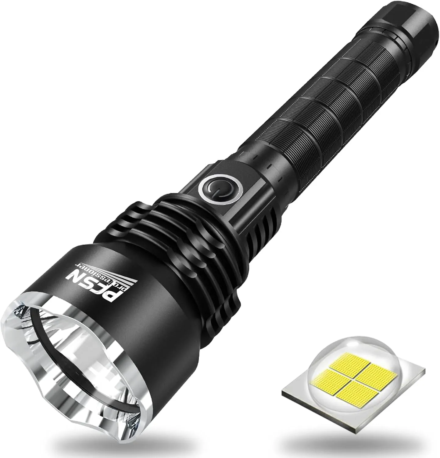 【2024 Upgraded】Powerful Flashlight Rechargeable Waterproof Searchlight with P50 LED Brightest 6000 Lumen Tactical Flashlight Super Bright Torch Best for Hiking Hunting Camping Outdoor Sport