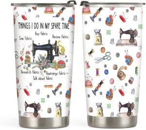 20oz Quilting, Sewing Tumbler, Gifts for Quilter, Sewer, Quilting, Sewing Hobby, Coffee Thermos for Women, Stainless Steel Double Wall Vacuum Insulated Coffee Mug, Travel Cup with Lid