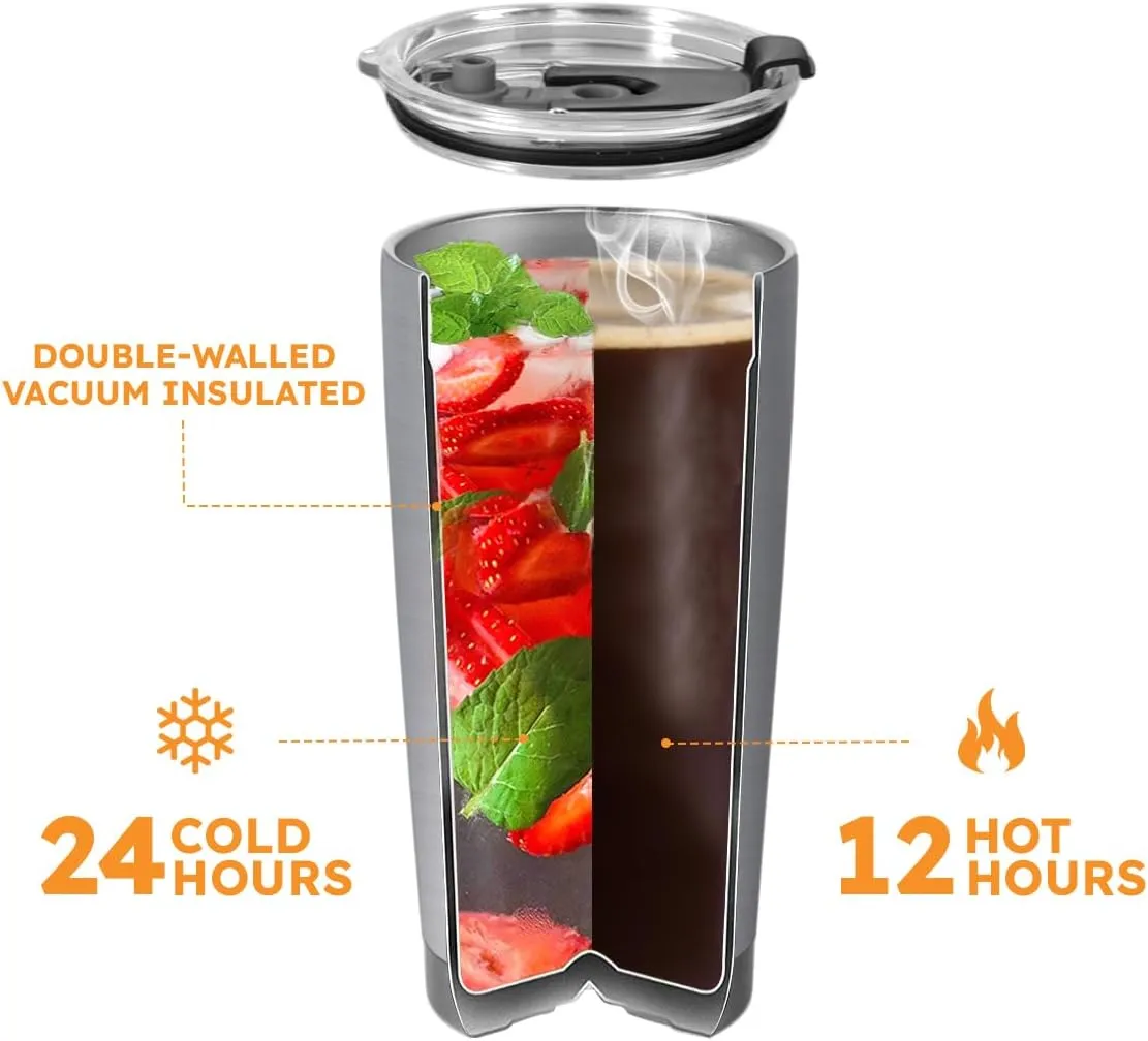 20oz Vintage Coffee Fox Tumbler, Gifts for Fox Lovers, Coffees Thermos for Women, Stainless Steel Double Wall Vacuum Insulated Coffee Mug, Travel Cup with Lid