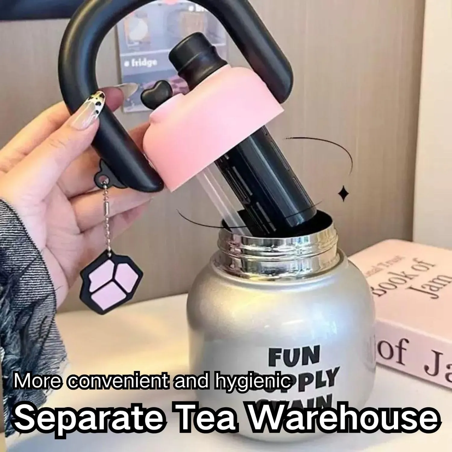 23 oz Insulated Water Bottle, 316 Stainless Steel Thermos, Water Bottle with Straw and Spout Lid, Insulation Keep Cold, Leak-Proof, BPA-Free, Handle, Double Wall for Sports (Sakura Powder)