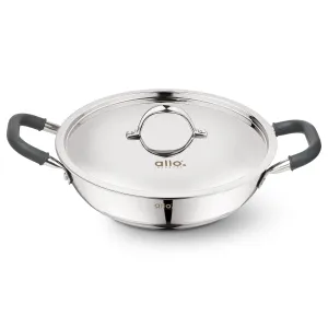 2L Allo CookSafe TriPly Kadhai | Stainless Steel | With Stainless Steel Lid | Induction Friendly | Naturally Non-stick | 22cm