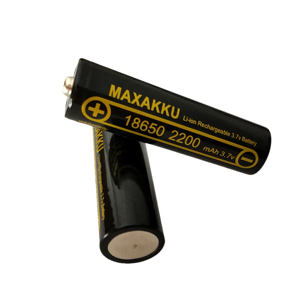 2pcs 18650 3.7V 2200mAh Lithium Battery Button Top For Flashlight Headlamp, Microphones