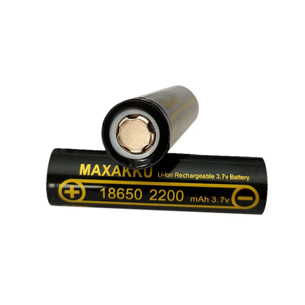 2pcs 18650 3.7V 2200mAh Lithium Battery Button Top For Flashlight Headlamp, Microphones