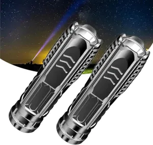 2PCS Germany New Technology Multifunctional Rechargeable Flashlight, Multifunctional Mini Super Strong LED Flashlight, T9 Strong Light Wick Flashlight for Outdoor Camping (Black)